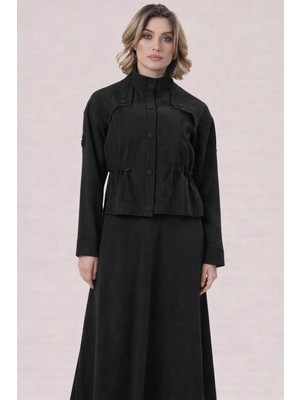 Berelance 7058 Önden Çıtçıt Düğmeli Beli Lastikli Kloş Etekli Takım #10-25#