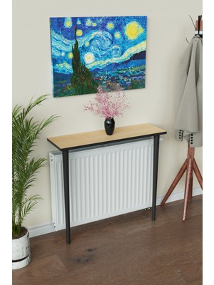 Normadia Modern 2 Ayaklı Petek Üstü Raf, 80 Cm, Akçaağaç ve Siyah Renkli