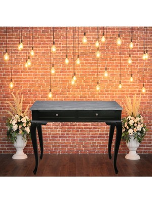 Normadia Şık Siyah Masif Ahşap Eskitme Dresuar, Modern ve Zarif Tasarım