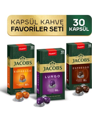 Jacobs Kapsül Kahve Favoriler Seti 30'lu Nespresso Uyumlu Alüminyum Kapsül Kahve (7,8 ve 10)