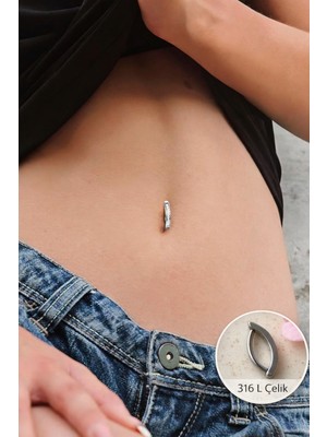 Sacce Scarves & Accessories Çelik Mini Taşlı Yarım Halka Göbek Piercingi