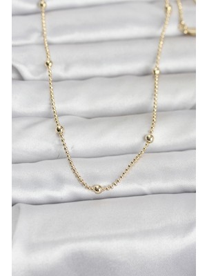 Arenes cm 14K Gold Renk Top Zincir 60 cm Kadın Kolye - Lisinya