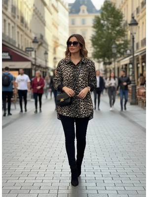 Invee Gömlek 7187 Desenli Siyah -