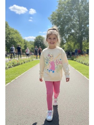 Koçak Kids Elsa Desenli Mevsimlik Pembe Renk Taytlı Takım