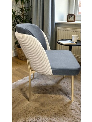 Msy Home 6 Kişilik Aura Gold Serisi Puffy Açıkgri Modern Sandalye