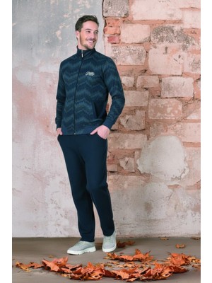 Gd Goldoremi 883 Erkek Yaka Fermuarlı Selanik Kumaş Normal Kalıp Cepli Mevsimlik Eşofman Takım