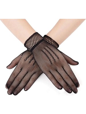 Sylar Siyah Renk Likralı File Eldiven Parmaklı Örgü Eldiven Yetişkin Boy