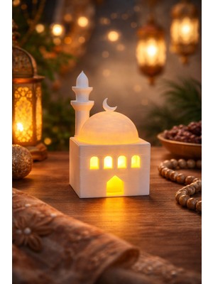Root Made Mini Cami Mumluk Dekoratif Tealight Aydınlatmalı Ramazan ve Islami Ev Dekoru -Pilli Mum Dahil | 10CM