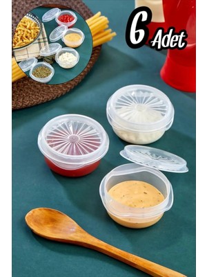 Getittir 6 Lı Yelpaze Kapaklı Şeffaf Mini Sosluk- Ketçap Mayonez Kabı- Kahve Yanı Şeker Lokumluk - Lisinya