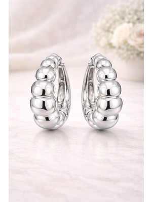 Vipfoni Gümüş Renk Bombe Halka Çelik Küpe