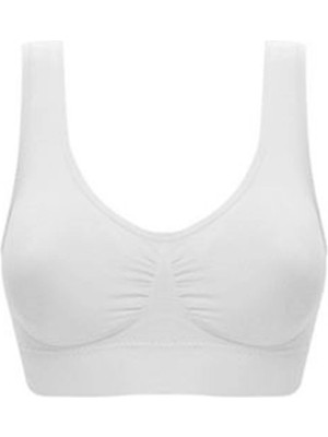 Giyim Beyaz Dikişsiz Kadın Pedli Sütyen Korse - 704