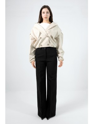 La Pante Kadın Ceket Bomber Ceket Trençkot Kruvaze Astarlı Düğmeli