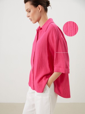Lc Waikiki Yeni Sezon Oversize Dokulu Kadın Gömlek