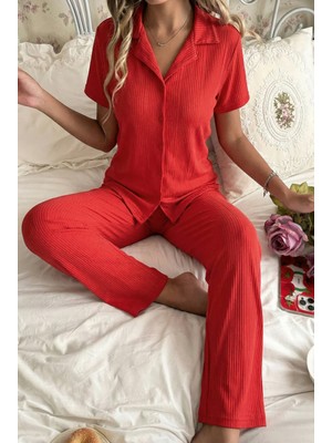 Madame Clara Önden Düğmeli Pegasus Kısa Kollu Kadın Pijama Takımı