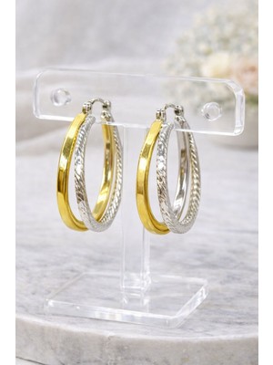 Vipfoni Çift Renkli Halka Çelik Küpe