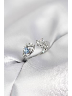 Hkursat Gözyaşı Model Gümüş Renk Zirkon Taşlı Kadın Yüzük