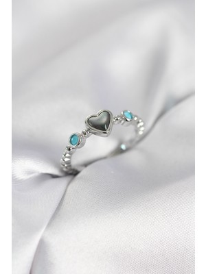 Hkursat Gümüş Renk Hematit Taşlı Kadın Yüzük