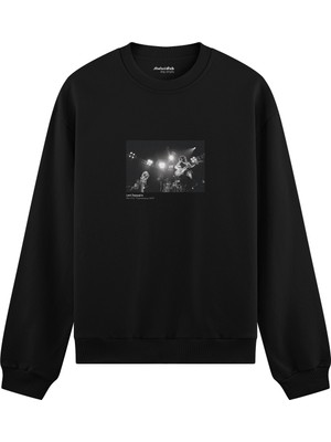 The Lucid Lab LED Zeppelin Pontiac Silverdome 1977 Oversize Sweatshirt - Siyah