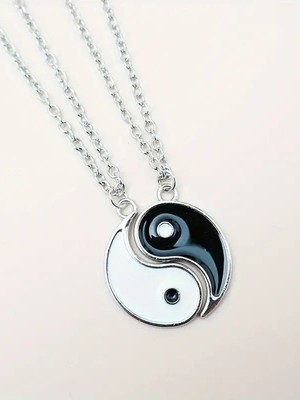 2'li Ying Yang Denge Metal Best Friends Kolye, Sevgili Kolyesi, Dostluk Kolyesiv