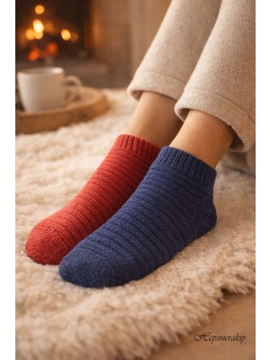 Hepsine Rakip 8li Kadın Unisex Ters Havlu Çorap Kısa Patik Kışlık Pamuklu Yumuşak