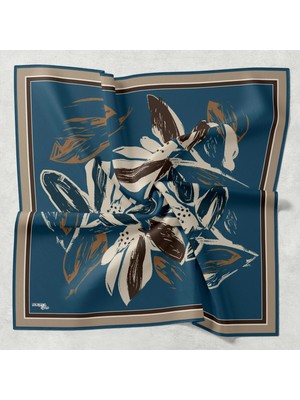 Bonjela Soft Eşarp Yonca Desen Petrol Mavi