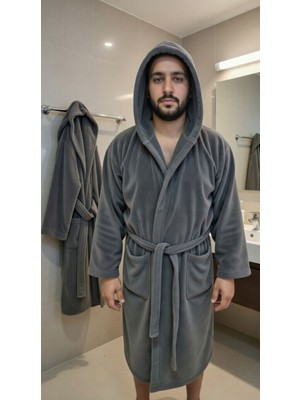 Le Gule Home Battal Boy Geniş Kalıp %100 Pamuk Erkek Bornozu