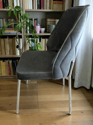 Msy Home  Naz Serisi Krom Yönsüz Kumaş Lüks ve Modern Sandalye Seti