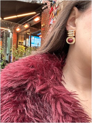 Asteria Jewelry Bordo Mineli Vintage Küpe