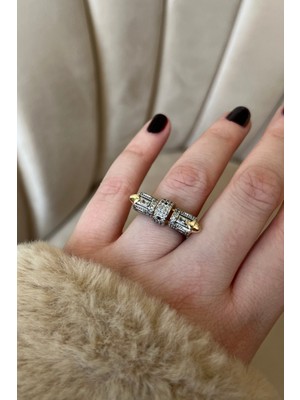 Asteria Jewelry Çivili Model Çift Renk Yüzük