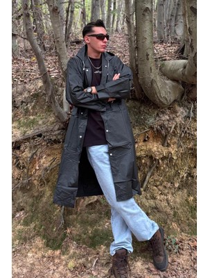 Mollycrush Unisex Yağmurluk – Kapüşonlu Hafif Su Geçirmez Uzun Yağmurluk