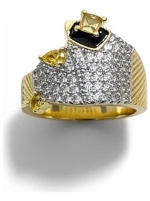 Asteria Jewelry Siyah Mineli Tasarım Ayarlanabilir Yüzük