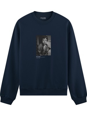 The Lucid Lab Mick Jagger Backstage At The Palladium London 1967 Oversize Sweatshirt - Lacivert