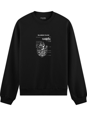 The Lucid Lab Millennium Falcon Oversize Sweatshirt - Siyah