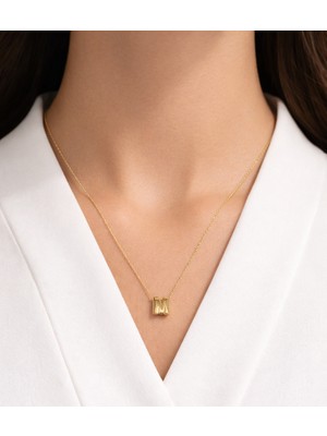 14 Ayar Altın M Harfi Kolye Zinciriyle Beraber
