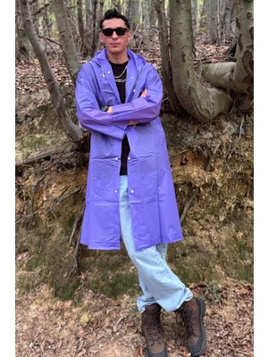 Mollycrush Unisex Yağmurluk – Kapüşonlu Hafif Su Geçirmez Uzun Yağmurluk