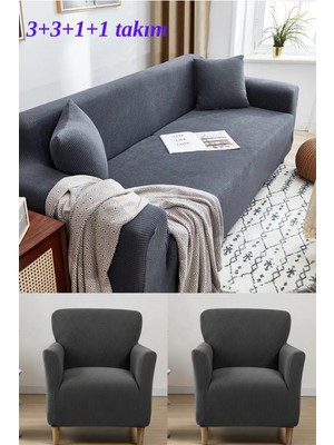 KUTLALE Likralı Pitikare Desen 3+3+1+1 Koltuk, Kanepe, Çekyat Örtüsü Takımı, Streç, Esnek, Lastikli, Koltuk Kılıfı 3311 Takımı