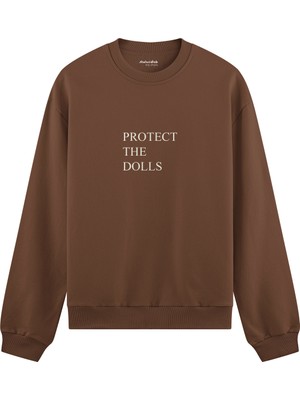 The Lucid Lab Protect The Dolls Oversize Sweatshirt - Kahverengi