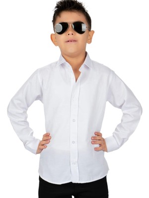 İrem Çocuk Giyim Erkek Çocuk Uzun Kol Model Beyaz Renk Gömlek