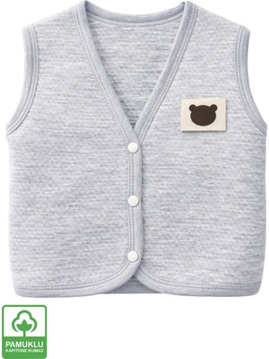 Miniel Unisex Bebek Ayıcık Armalı Organik Pamuklu 3-6-9 Ay Kapitone Bebek Yele