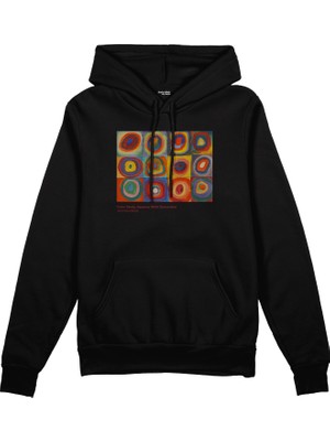 The Lucid Lab Color Study, Squares With Concentric Circles Oversize Hoodie - Siyah