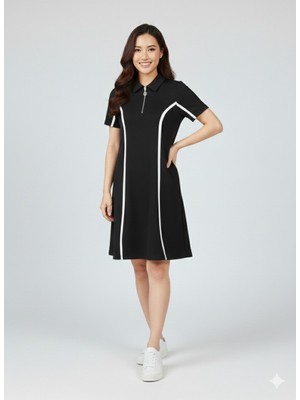 On Triko Çizgi Detaylı Elbise 76483