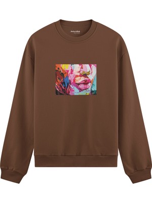 The Lucid Lab Lips Oversize Sweatshirt - Kahverengi