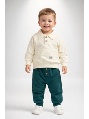 Dinamik çocuk Erkek Bebek Mevsimlik Alt Üst Takım Polo Yaka 2 Iplik Şardonsuz Bayramlık 6-24 Ay