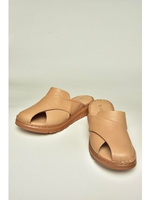 Fox Shoes Y555530103 Ten Hakiki Deri Comfort Ortopedik Taban Kadın Terlik