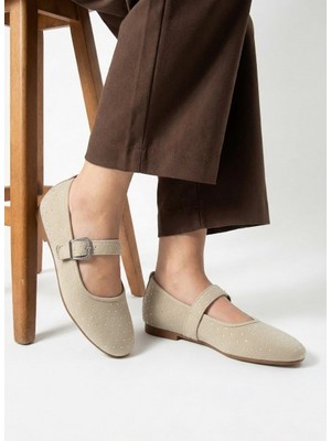 Nstil Günlük Kadın Babet Lastik Bantlı Tokalı Süet Taşlı, Sessiz, Hafif, Yumuşak Taban Ayakkabı 481