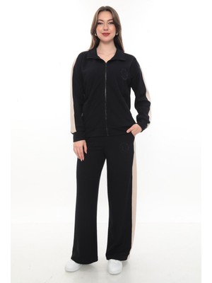 Zitex Dik Yaka Yanları Garnili Bol Paça Eşofman Takımı