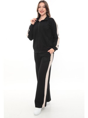 Zitex Dik Yaka Yanları Garnili Bol Paça Eşofman Takımı