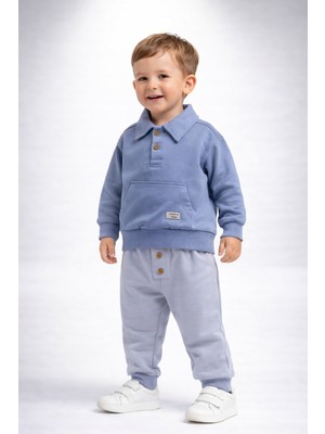 Dinamik çocuk Erkek Bebek Mevsimlik Alt Üst Takım Polo Yaka 2 Iplik Şardonsuz Bayramlık 6-24 Ay