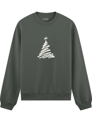 The Lucid Lab Minimal Christmas Tree Oversize Sweatshirt - Antrasit