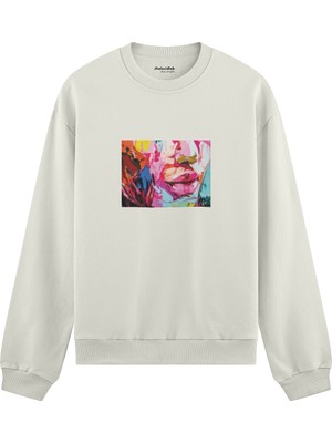 The Lucid Lab Lips Oversize Sweatshirt - Beyaz